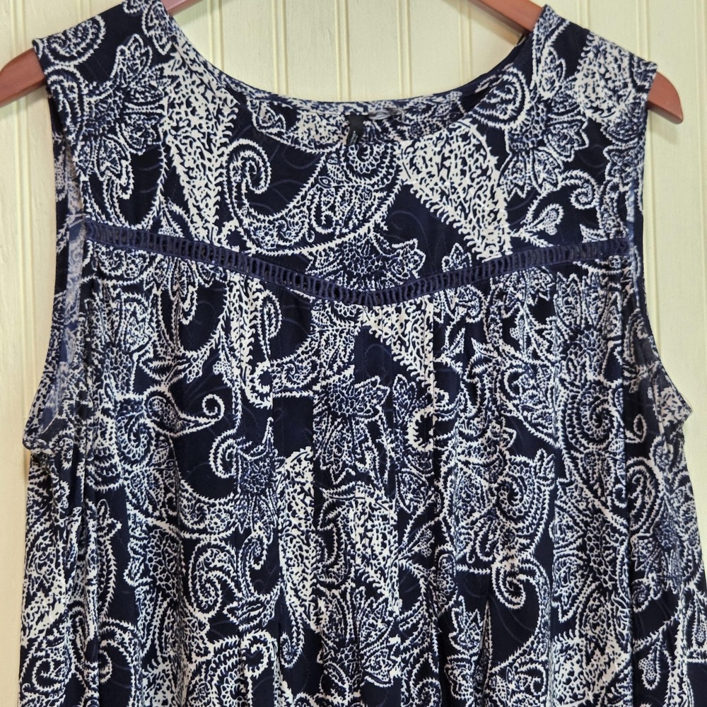 New Directions Dress Womens 2X Blue Paisley Sleeveless Scoop Neck Swing Knee